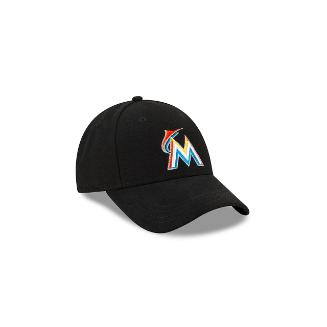 Miami Marlins MLB New Era Youth Black 9Forty The League Adjustable Hat