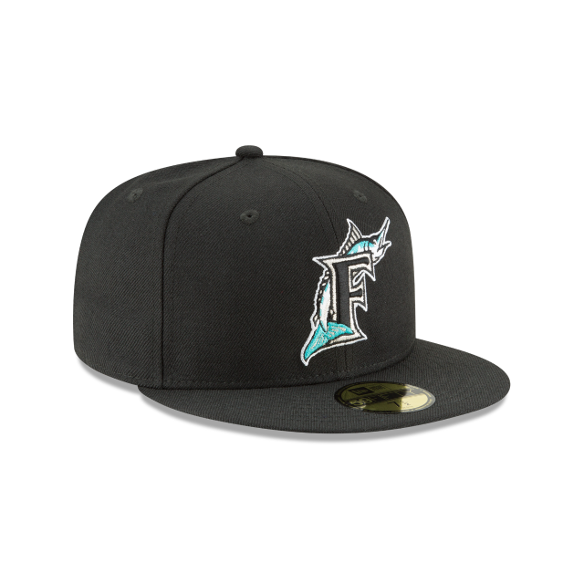 Casquette ajustée en laine noire 59Fifty Cooperstown 1993 New Era Florida Marlins MLB pour hommes