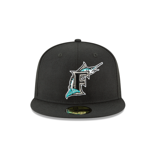 Casquette ajustée en laine noire 59Fifty Cooperstown 1993 New Era Florida Marlins MLB pour hommes