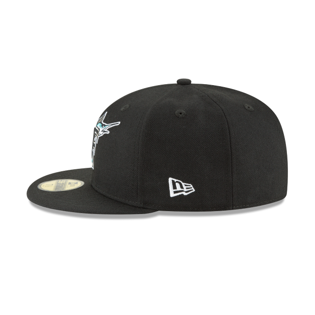 Casquette ajustée en laine noire 59Fifty Cooperstown 1993 New Era Florida Marlins MLB pour hommes