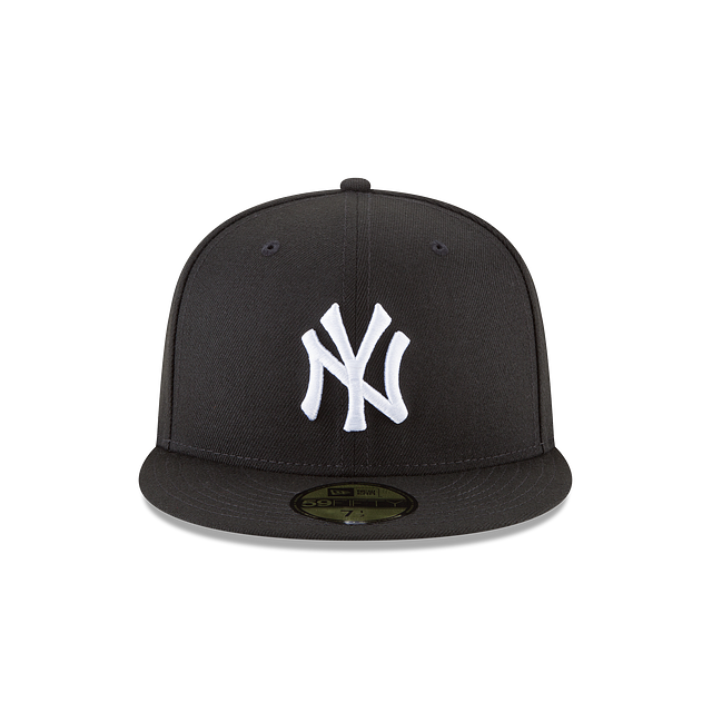 New York Yankees MLB New Era Casquette ajustée noire et blanche 59Fifty Basic pour hommes