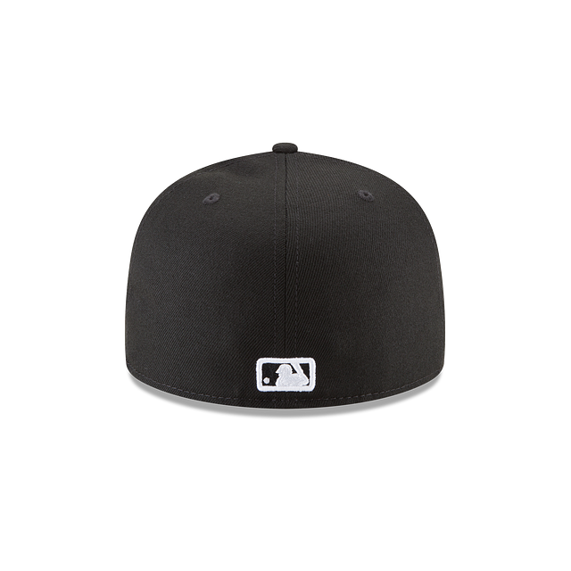 New York Yankees MLB New Era Casquette ajustée noire et blanche 59Fifty Basic pour hommes