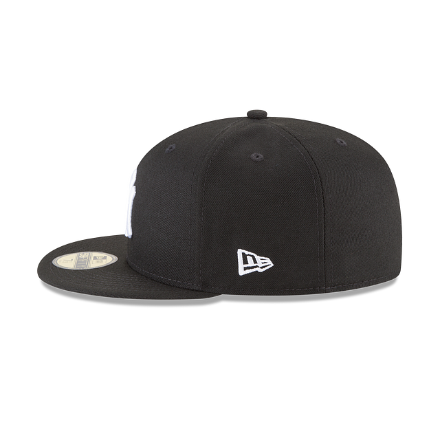 New York Yankees MLB New Era Casquette ajustée noire et blanche 59Fifty Basic pour hommes