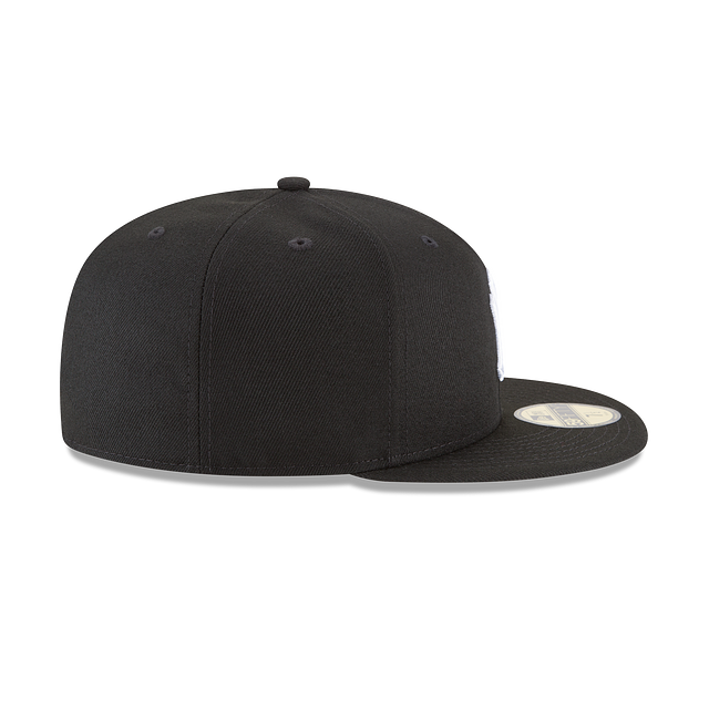 New York Yankees MLB New Era Casquette ajustée noire et blanche 59Fifty Basic pour hommes