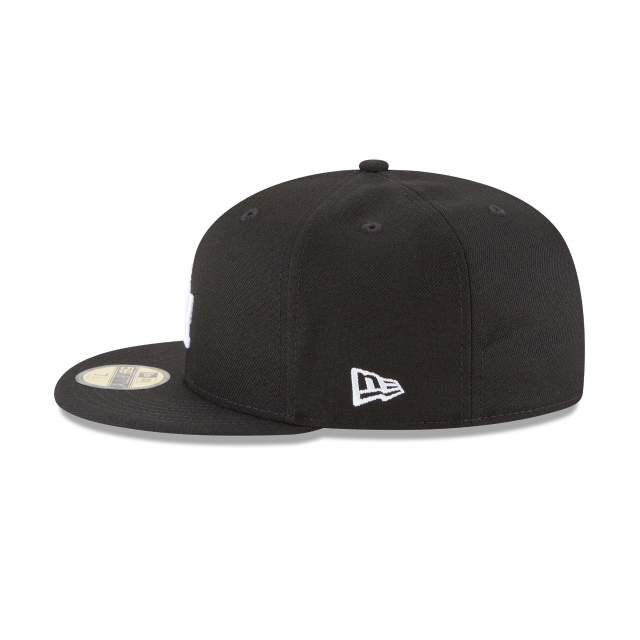 Los Angeles Dodgers MLB New Era Casquette ajustée de base noire et blanche 59Fifty pour hommes