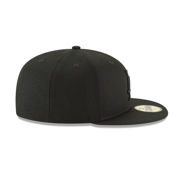Los Angeles Dodgers MLB New Era Men's Black On Black 59Fifty Basic Fitted Hat