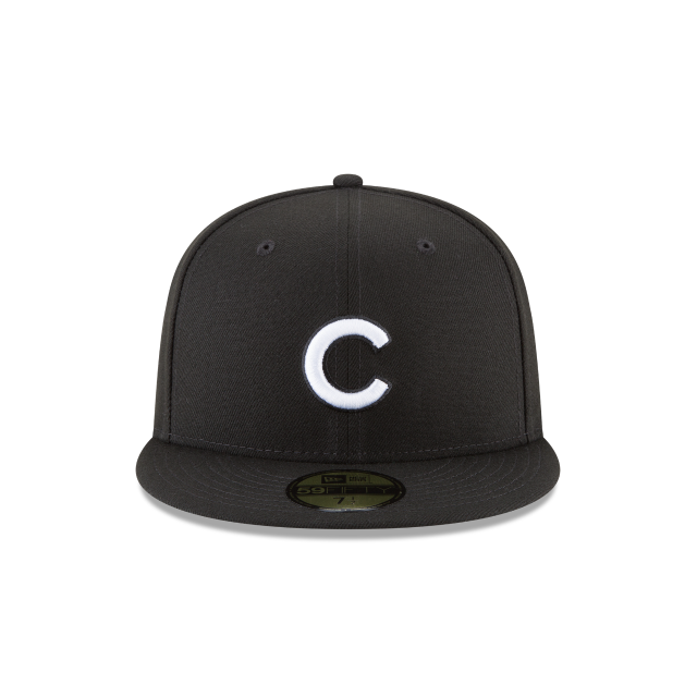 Chicago Cubs MLB New Era Men's Black White 59Fifty Basic Fitted Hat