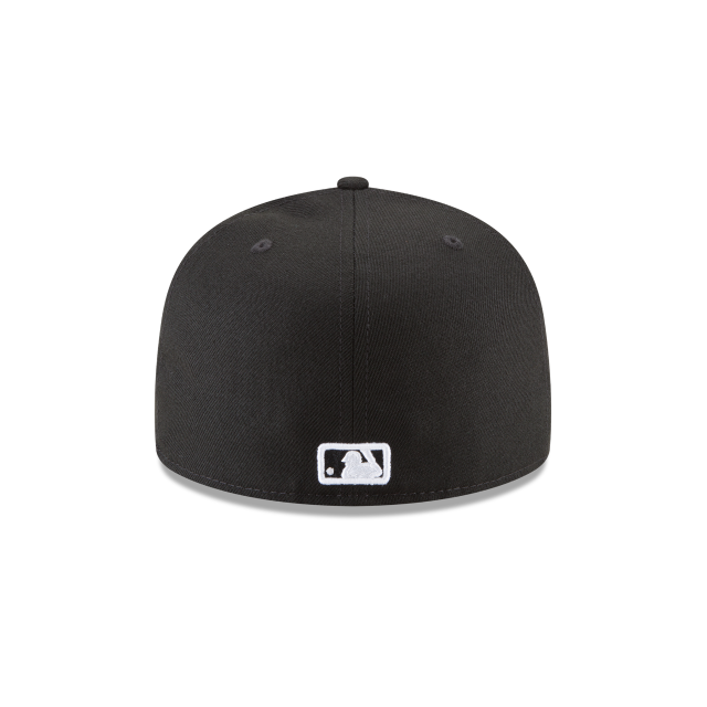 Casquette ajustée de base 59Fifty noir et blanc des Chicago Cubs MLB New Era pour hommes