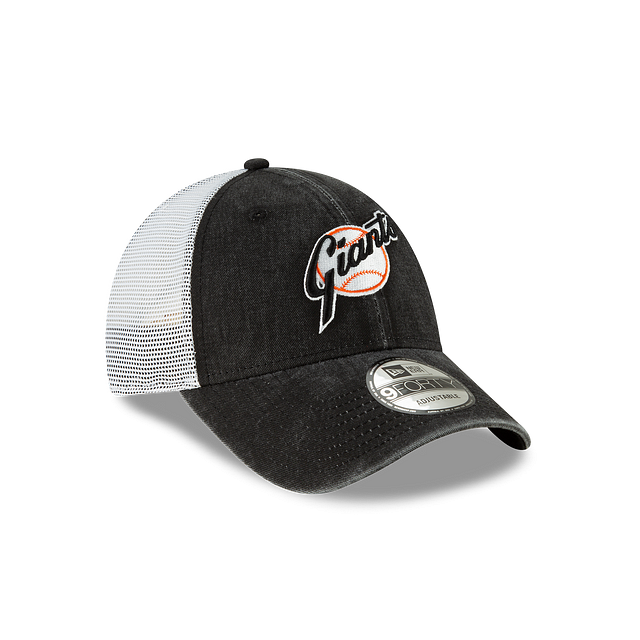 San Francisco Giants MLB New Era Men's Black 9Forty Cooperstown Washed Trucker Adjustable Hat