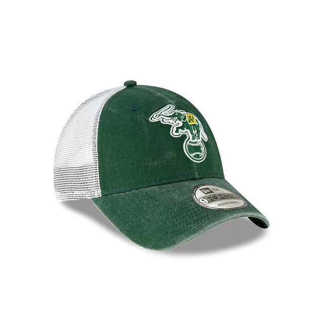 Oakland Athletics MLB New Era Men's Green 9Forty Cooperstown Washed Trucker Adjustable Hat