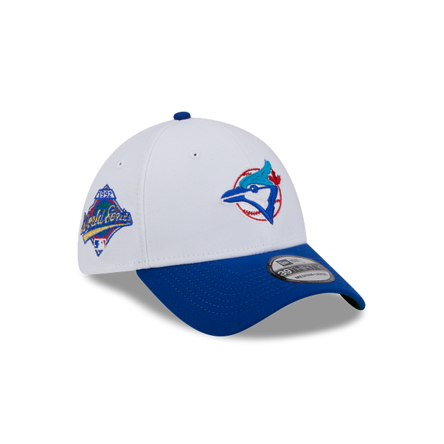 Toronto Blue Jays MLB New Era Casquette extensible 39Thirty Team Classic Cooperstown pour hommes, blanc/bleu royal