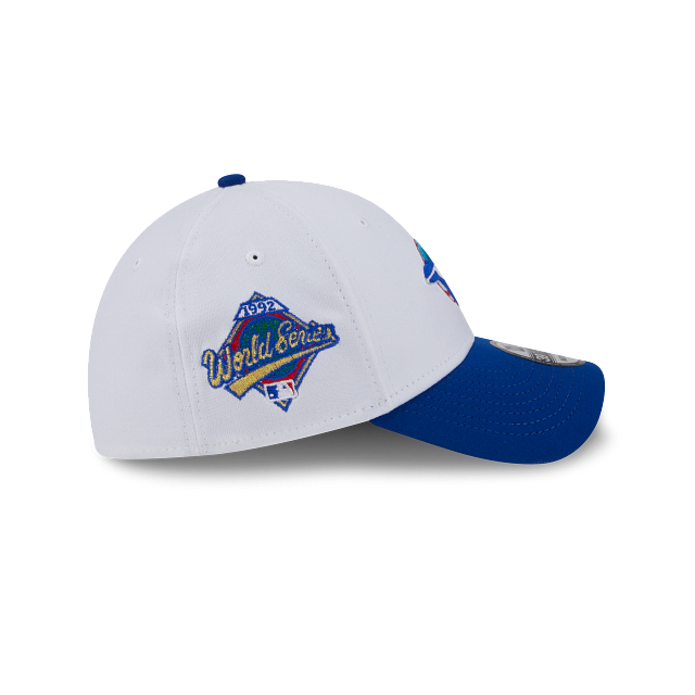 Toronto Blue Jays MLB New Era Casquette extensible 39Thirty Team Classic Cooperstown pour hommes, blanc/bleu royal