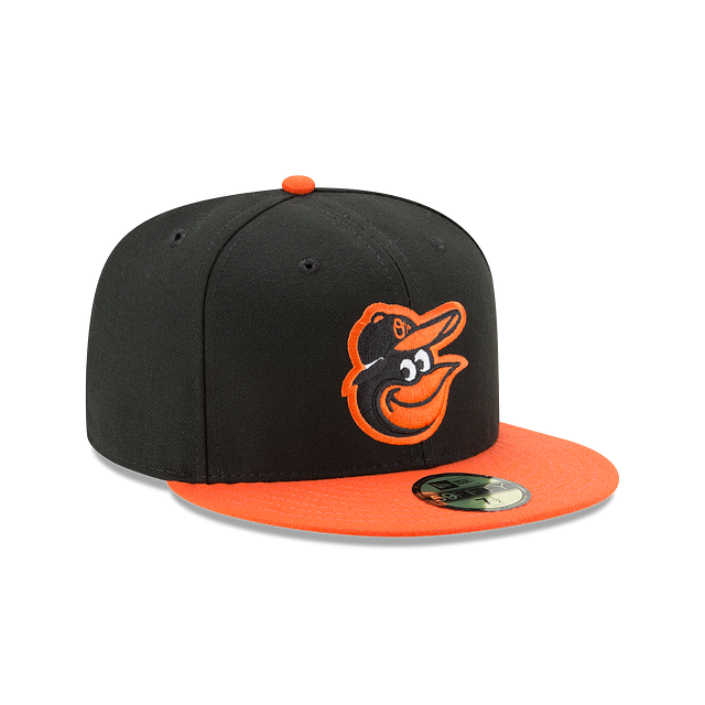 Baltimore Orioles MLB New Era Men's Black Orange 59Fifty Authentic Collection Road Fitted Hat