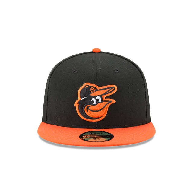 Baltimore Orioles MLB New Era Men's Black Orange 59Fifty Authentic Collection Road Fitted Hat