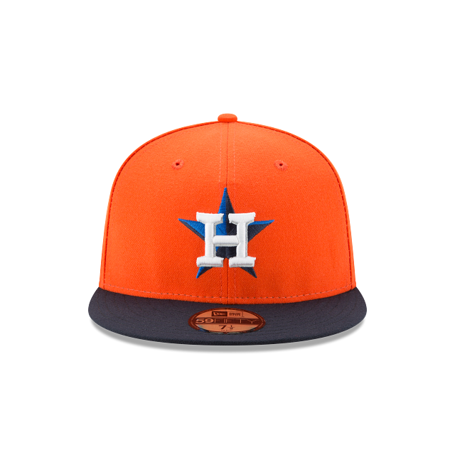 Houston Astros MLB New Era Casquette ajustée alternative orange/bleu marine 59Fifty Authentic Collection pour hommes 