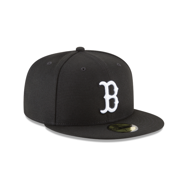Boston Red Sox MLB New Era Men's Black/White 59Fifty Basic Fitted Hat