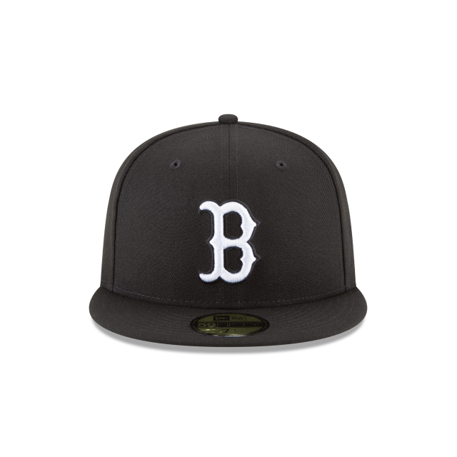Boston Red Sox MLB New Era Men's Black/White 59Fifty Basic Fitted Hat