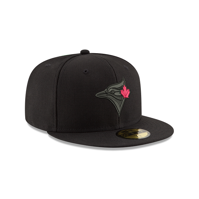 Toronto Blue Jays MLB New Era Men's Black Red Leaf 59Fifty Basic Fitted Hat