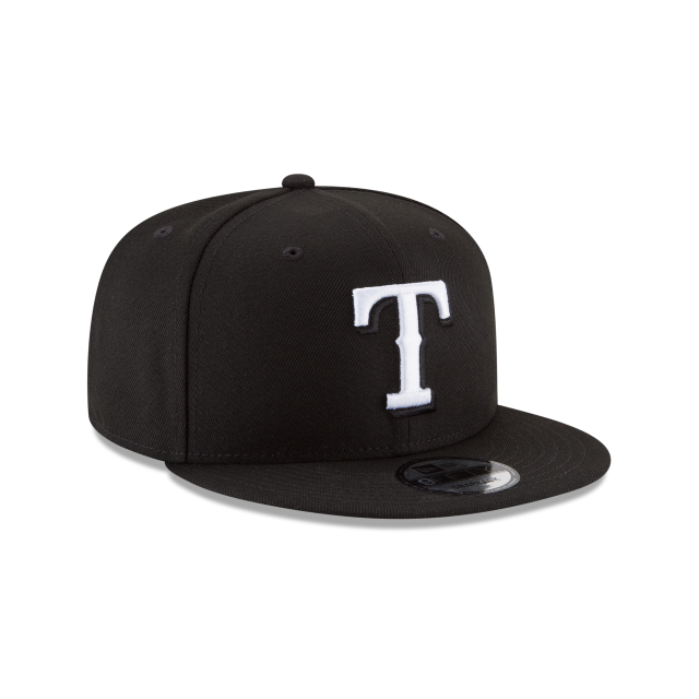 Texas Rangers MLB New Era pour hommes, noir et blanc, 9Fifty Basic Snapback