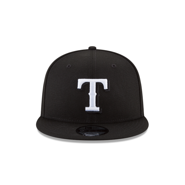 Texas Rangers MLB New Era pour hommes, noir et blanc, 9Fifty Basic Snapback