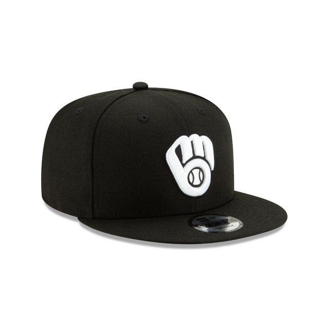 Milwaukee Brewers MLB New Era Men's Black White 9Fifty Basic Snapback