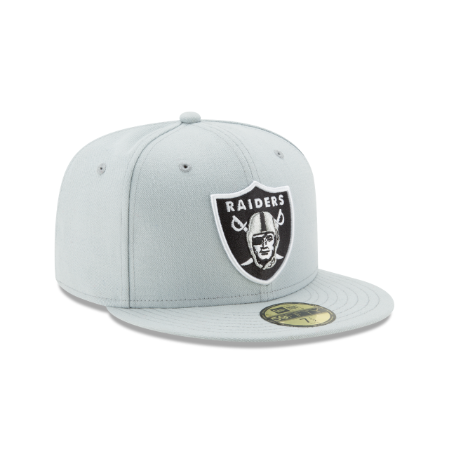 Las Vegas Raiders NFL New Era Casquette ajustée de base gris neige 59Fifty Team pour hommes