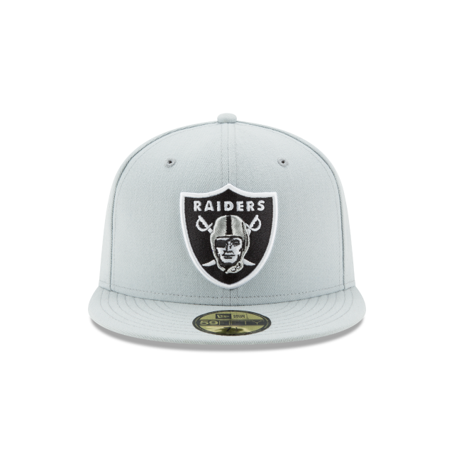 Las Vegas Raiders NFL New Era Casquette ajustée de base gris neige 59Fifty Team pour hommes