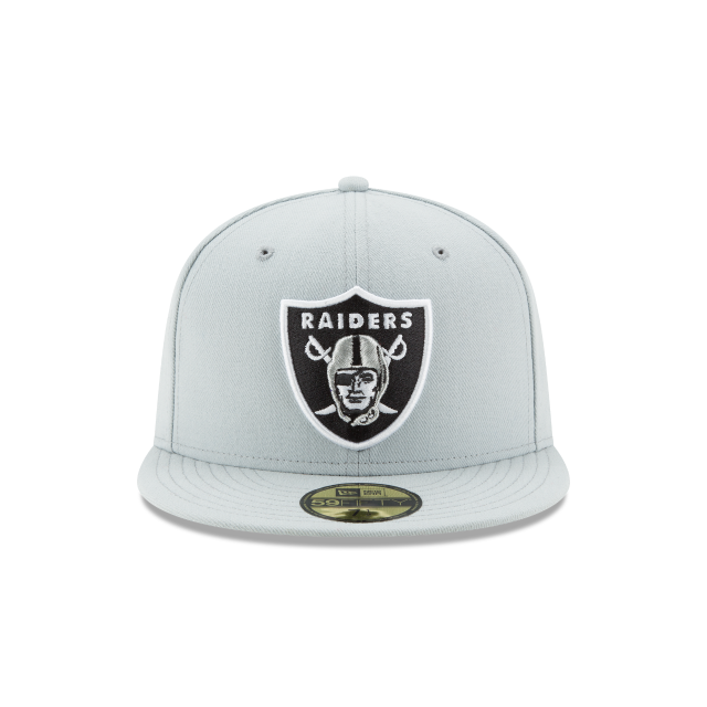 Las Vegas Raiders NFL New Era Men's Snow Grey 59Fifty Team Basic Fitted Hat