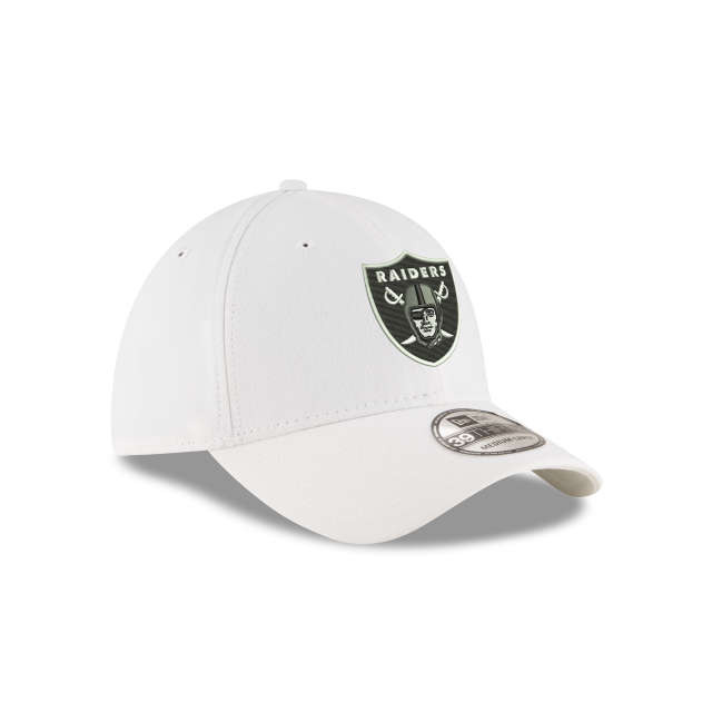 Las Vegas Raiders NFL New Era Men's White 39Thirty Team Classic Stretch Fit Hat