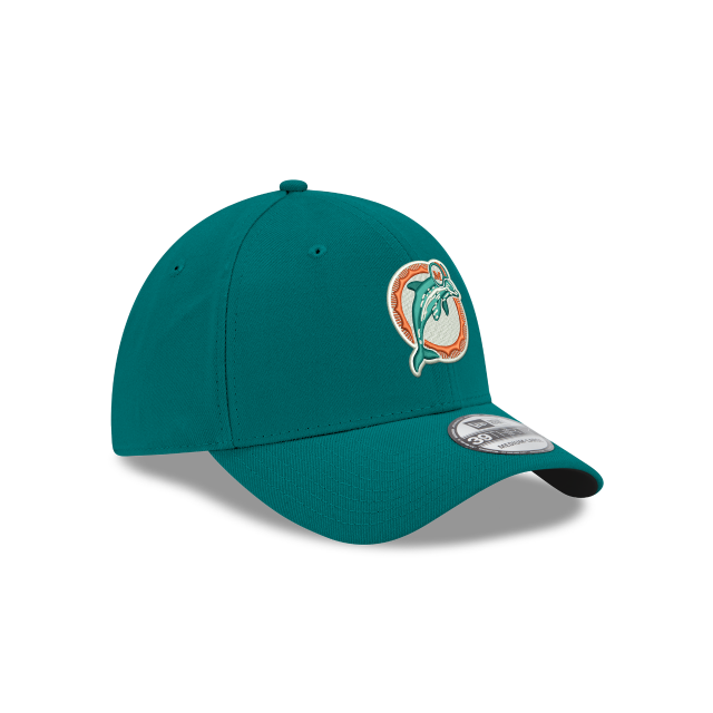 Miami Dolphins NFL New Era Men's Aqua 39Thirty 1989 Classic Logo Stretch Fit Hat