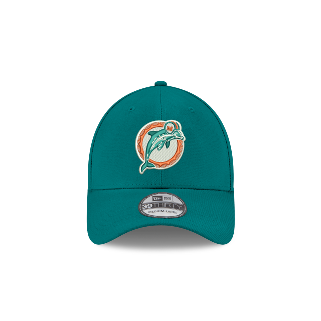 Miami Dolphins NFL New Era Men's Aqua 39Thirty 1989 Classic Logo Stretch Fit Hat