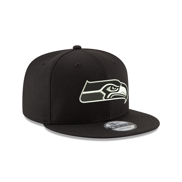 Seattle Seahawks NFL New Era pour hommes, noir et blanc, 9Fifty Basic Snapback