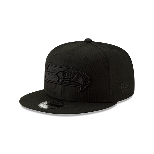 Seattle Seahawks NFL New Era pour hommes, noir sur noir 9Fifty Basic Snapback