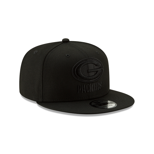 Green Bay Packers NFL New Era pour hommes, noir sur noir 9Fifty Basic Snapback