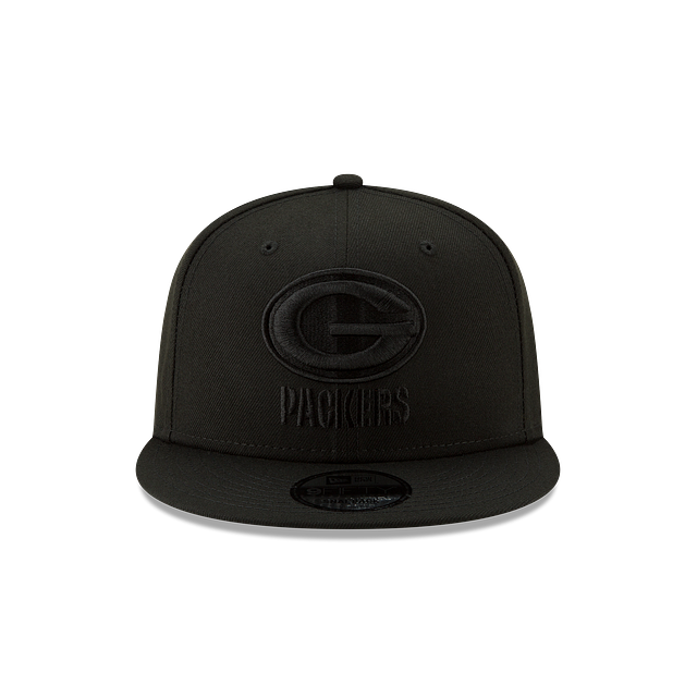 Green Bay Packers NFL New Era pour hommes, noir sur noir 9Fifty Basic Snapback