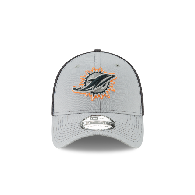 Miami Dolphins NFL New Era Men's Grey 39Thirty 2018 Grayed Out Neo 2 Stretch Fit Hat