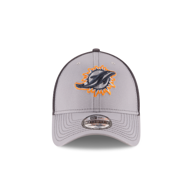 Miami Dolphins NFL New Era Men's Grey 39Thirty Grayed Out Neo 2 Stretch Fit Hat