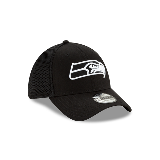 Seattle Seahawks NFL New Era Men's Black/White 39Thirty Neo Stretch Fit Hat