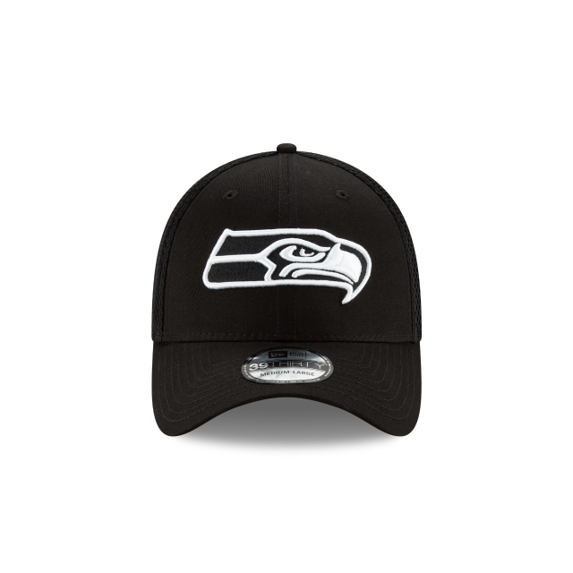 Seattle Seahawks NFL New Era Men's Black/White 39Thirty Neo Stretch Fit Hat