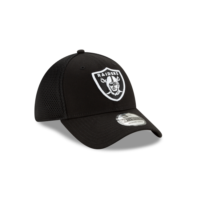 Las Vegas Raiders NFL New Era Casquette noire/blanche 39Thirty Neo Stretch Fit pour hommes