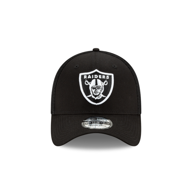 Las Vegas Raiders NFL New Era Casquette noire/blanche 39Thirty Neo Stretch Fit pour hommes