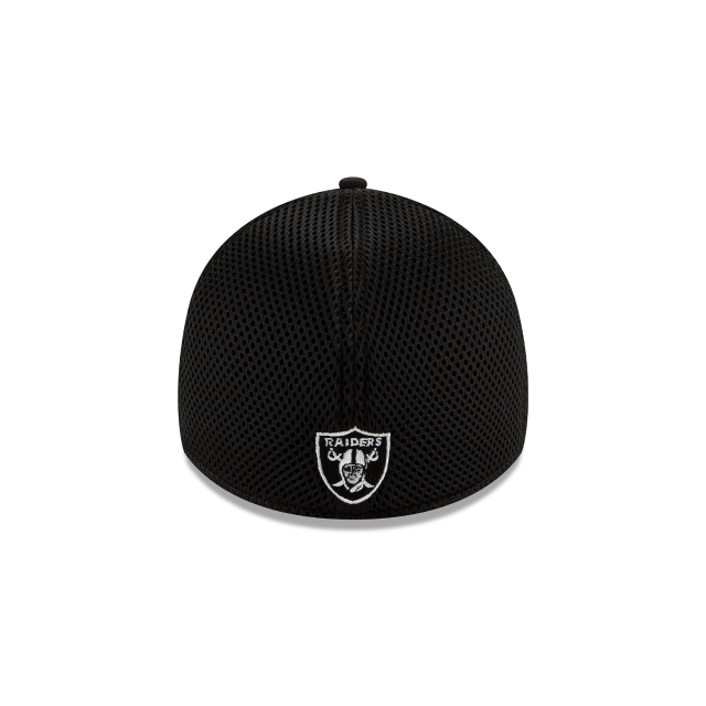 Las Vegas Raiders NFL New Era Casquette noire/blanche 39Thirty Neo Stretch Fit pour hommes