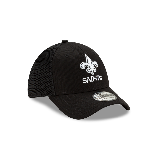 New Orleans Saints NFL New Era Casquette noire/blanche 39Thirty Neo Stretch Fit pour hommes