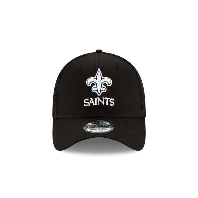 New Orleans Saints NFL New Era Casquette noire/blanche 39Thirty Neo Stretch Fit pour hommes