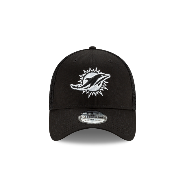 Miami Dolphins NFL New Era Men's Black/White 39Thirty Neo Stretch Fit Hat