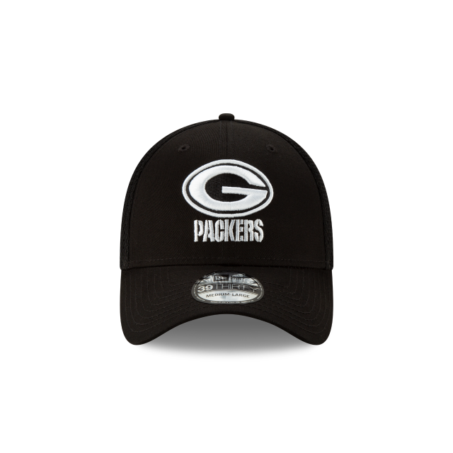 Green Bay Packers NFL New Era Men's Black/White 39Thirty Neo Stretch Fit Hat