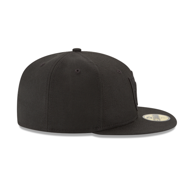 Las Vegas Raiders NFL New Era Noir sur noir 59Fifty League Casquette ajustée de base pour hommes