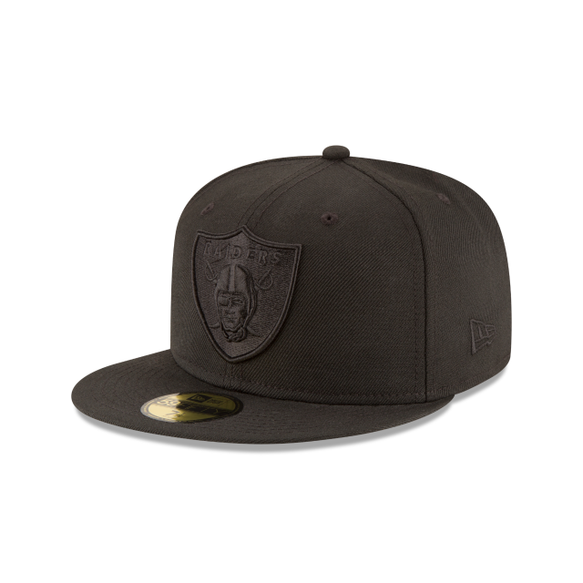 Las Vegas Raiders NFL New Era Noir sur noir 59Fifty League Casquette ajustée de base pour hommes