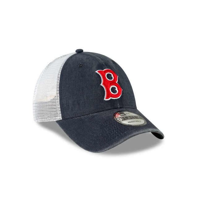 Casquette réglable bleu marine 9Forty Cooperstown Washed Trucker New Era des Red Sox de Boston MLB pour hommes