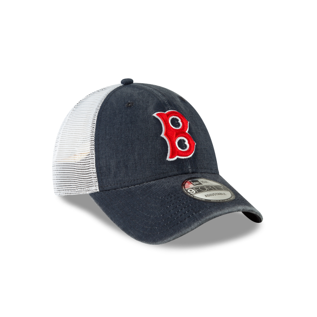 Boston Red Sox MLB New Era Men's Navy 9Forty Cooperstown Washed Trucker Adjustable Hat
